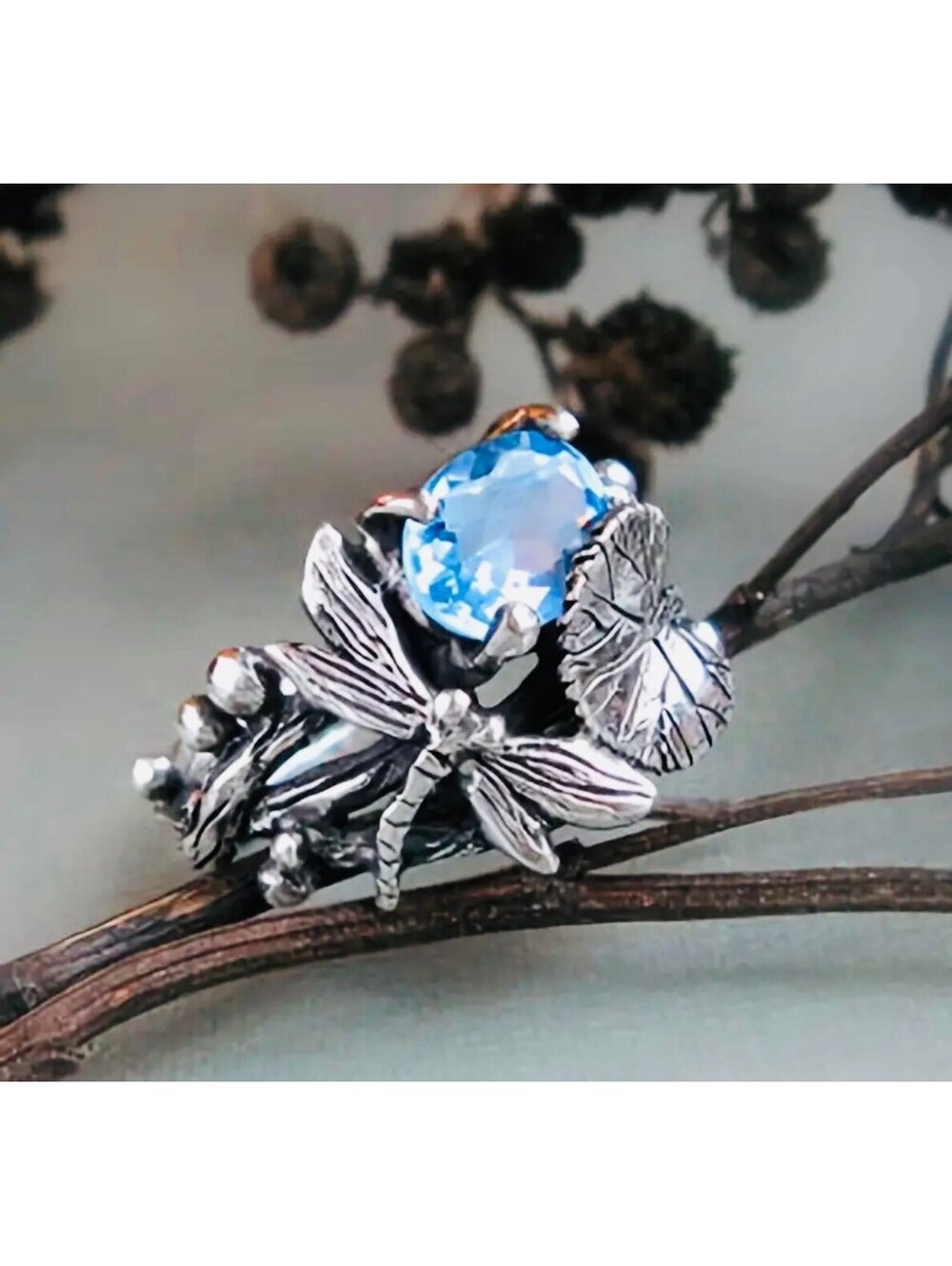 New - Beautifully Designed Dragonfly Lotus Ring - Sizes 7 or 8